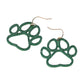 Madeline Love Green Rhinestone Paved Gameday Paw Dangle Earrings - desc