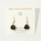 Madeline Love Black 14K Gold Dipped Hypoallergenic Faceted Teardrop Stone Drop Earrings - desc