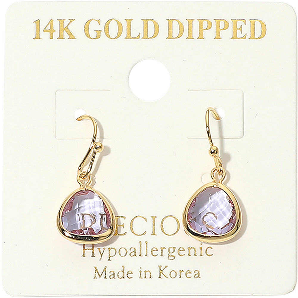 Madeline Love Purple 14K Gold Dipped Hypoallergenic Faceted Teardrop Stone Drop Earrings