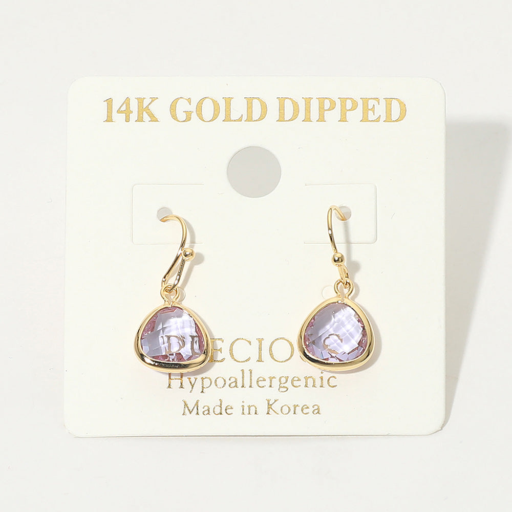Madeline Love Purple 14K Gold Dipped Hypoallergenic Faceted Teardrop Stone Drop Earrings - desc