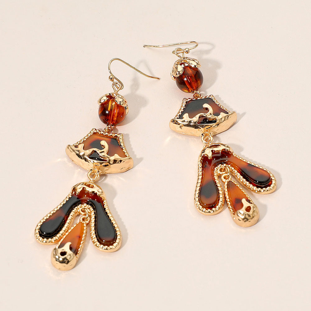 Madeline Love Brown, Gold Abstract Sculpted Dop Earrings