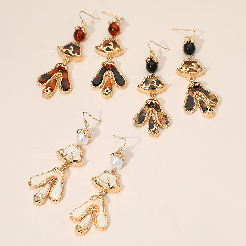 Madeline Love Brown, Gold Abstract Sculpted Dop Earrings - extra