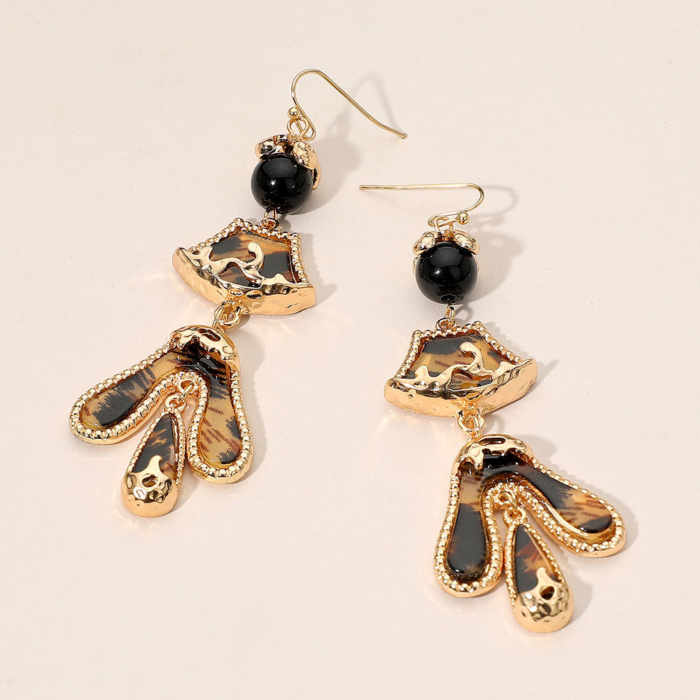 Madeline Love Gold, Leopard Abstract Sculpted Dop Earrings