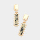 Madeline Love Black, Neutral Rectangular Natural Stone Drop Dangle Earrings