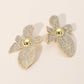 Madeline Love Clear, Gold Rhinestone Pave Flower Statement Earrings