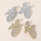 Madeline Love Clear, Gold Rhinestone Pave Flower Statement Earrings - extra