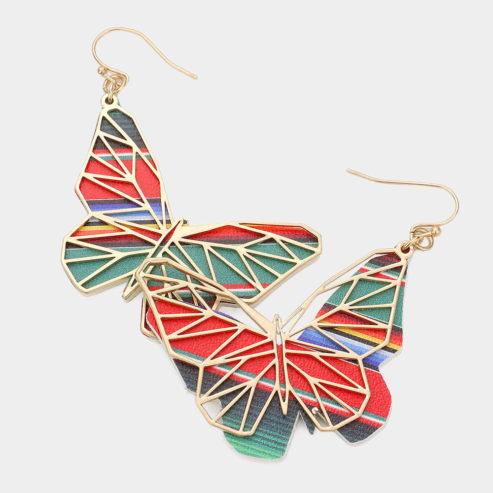 Madeline Love Multi Faux Leather Back Metal Laser Cut Butterfly Dangle Earrings