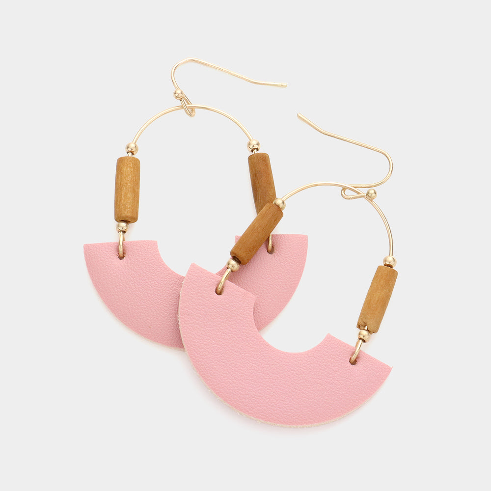 Madeline Love Pink Faux Leather Accented Link Dangle Earrings
