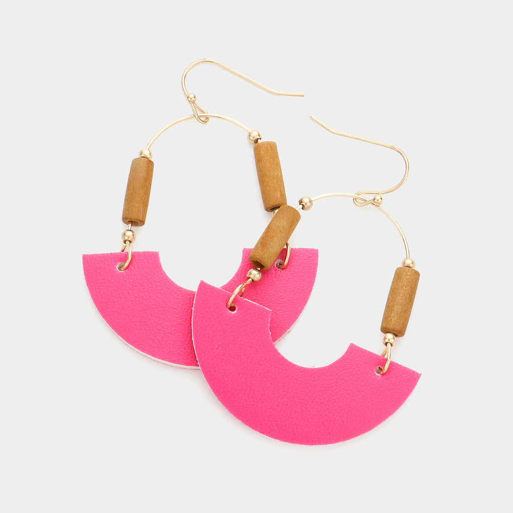Madeline Love Fuchsia Faux Leather Accented Link Dangle Earrings