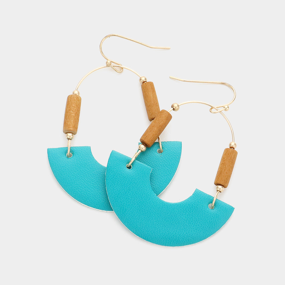 Madeline Love Teal Faux Leather Accented Link Dangle Earrings