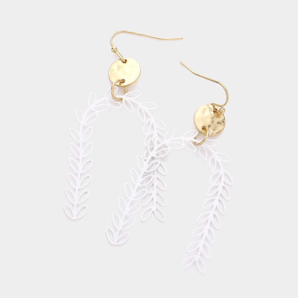 Madeline Love White Metal Disc Sprout Cluster Colored Arch Dangle Earrings