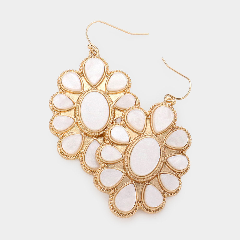 Madeline Love White Oval Teardrop Resin Embellished Dangle Earrings