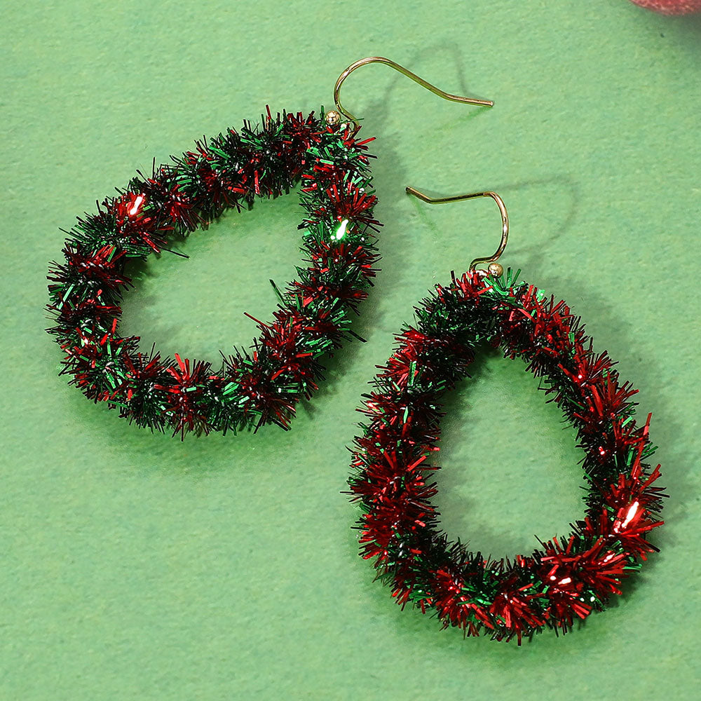 Madeline Love Multi Christmas Tinsel Open Teardrop Dangle Earrings