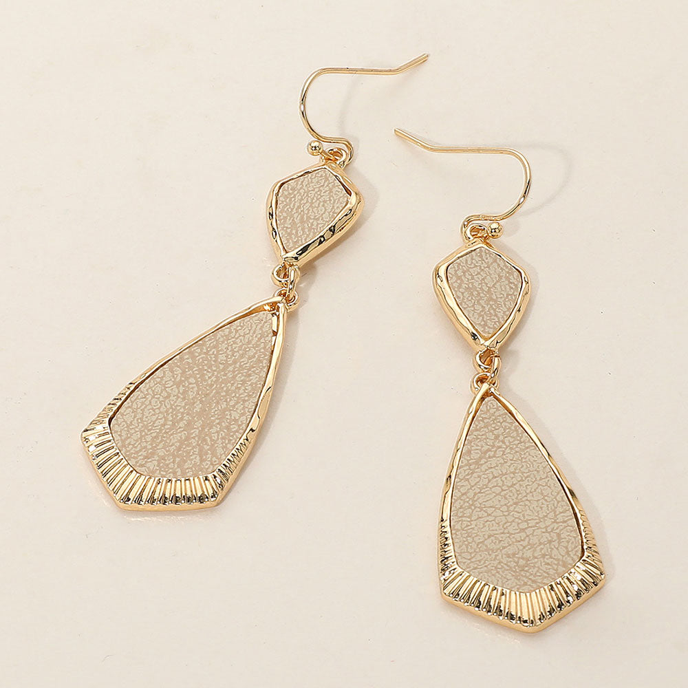 Madeline Love Ivory Faux Leather Geometric Plate Drop Dangle Earrings