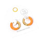 Madeline Love Gold, Orange Stainless Steel Two Tone Chunky Huggie Hoop Earrings - desc