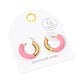 Madeline Love Gold, Hot Pink Stainless Steel Two Tone Chunky Huggie Hoop Earrings - desc
