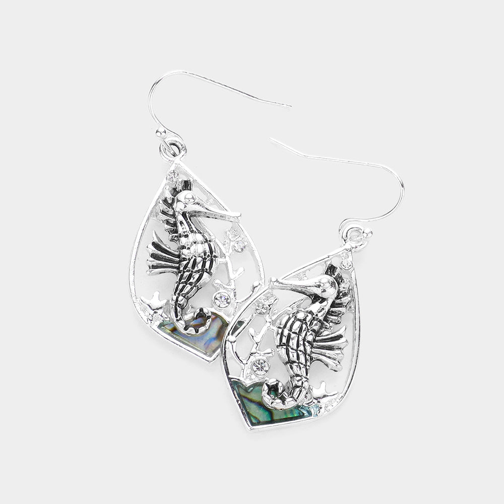 Madeline Love Abalone Abalone Seahorse Dangle Earrings