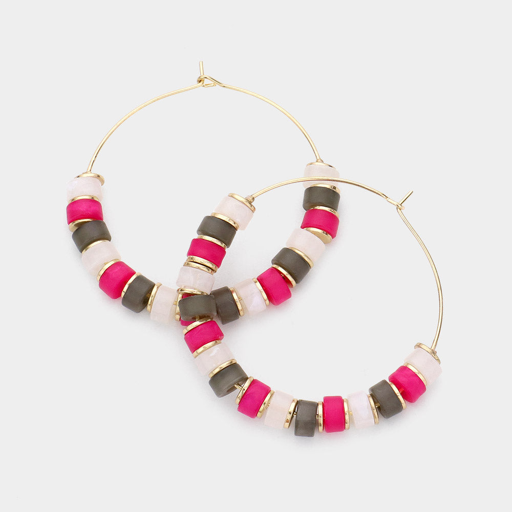 Madeline Love Multi Beaded Metal Hoop Earrings