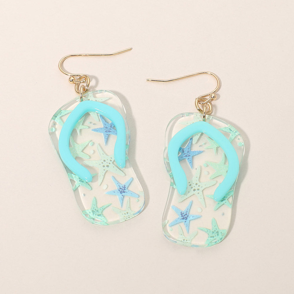 Madeline Love Aqua Flip Flop Charm Drop Dangle Earrings
