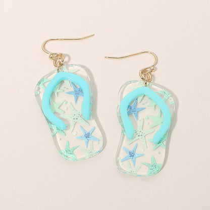 Madeline Love Aqua Flip Flop Charm Drop Dangle Earrings