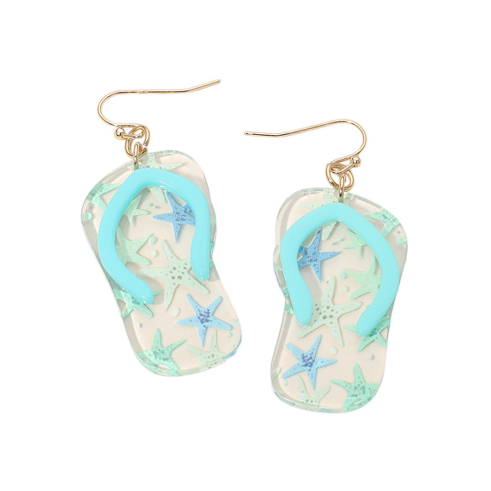 Madeline Love Aqua Flip Flop Charm Drop Dangle Earrings - desc