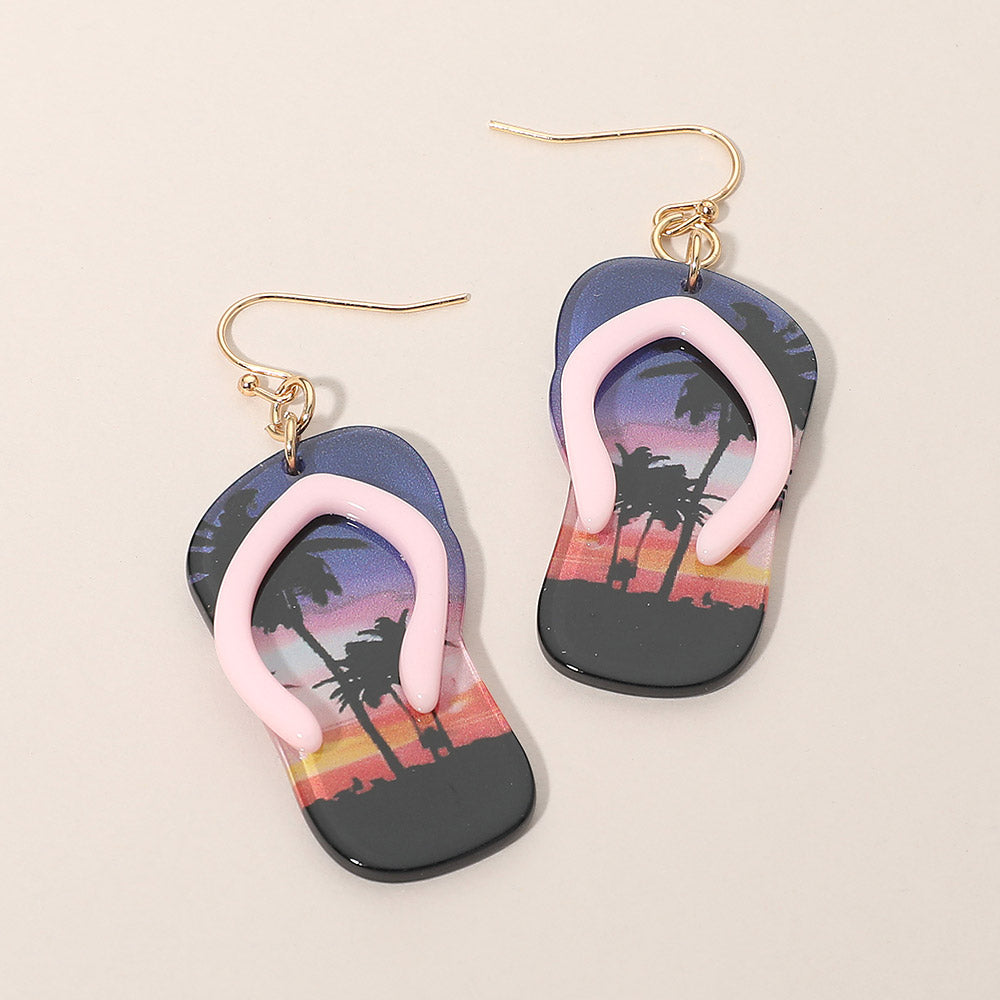 Madeline Love Pink Flip Flop Charm Drop Dangle Earrings