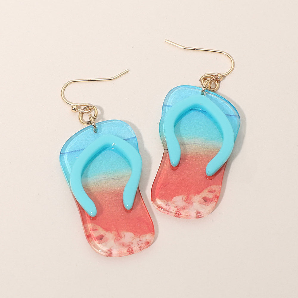 Madeline Love Teal Flip Flop Charm Drop Dangle Earrings