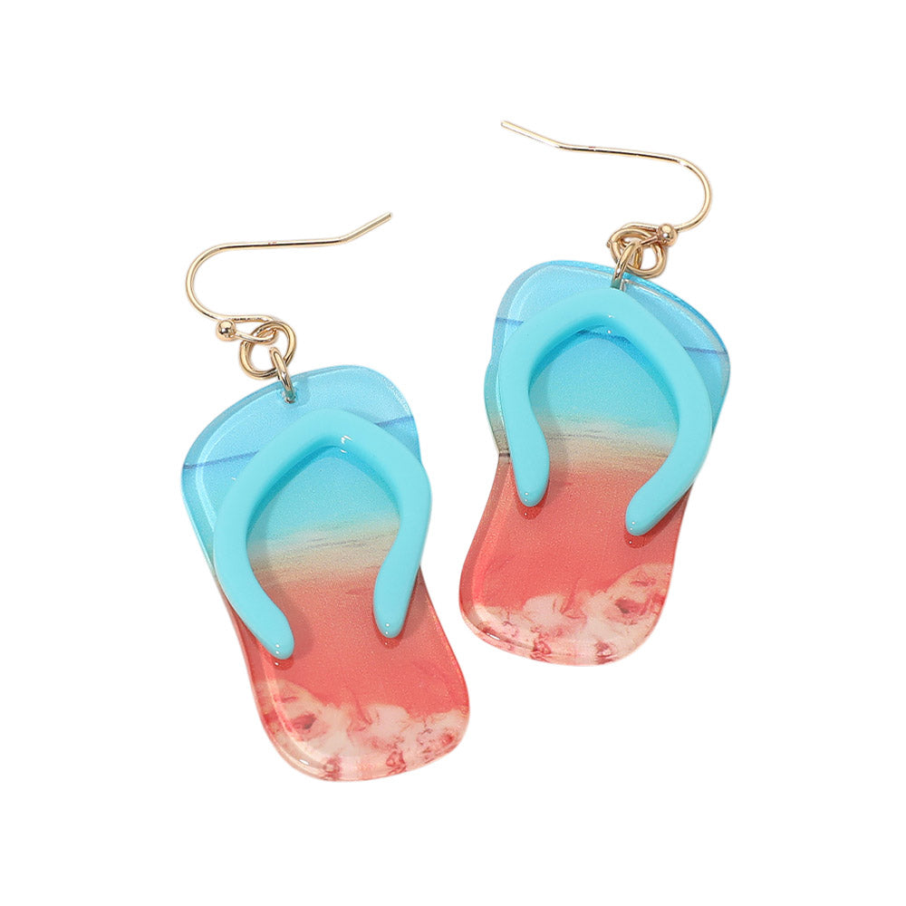 Madeline Love Teal Flip Flop Charm Drop Dangle Earrings - desc