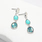 Madeline Love Abalone, Silver Sea Glass Cluster Link Dropdown Earrings