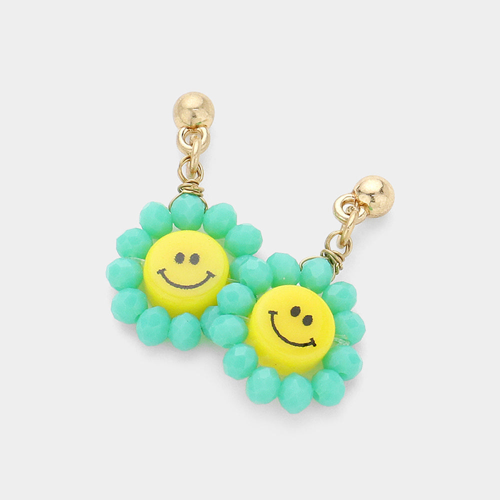 Madeline Love Turquoise Smile Centered Flower Dangle Earrings