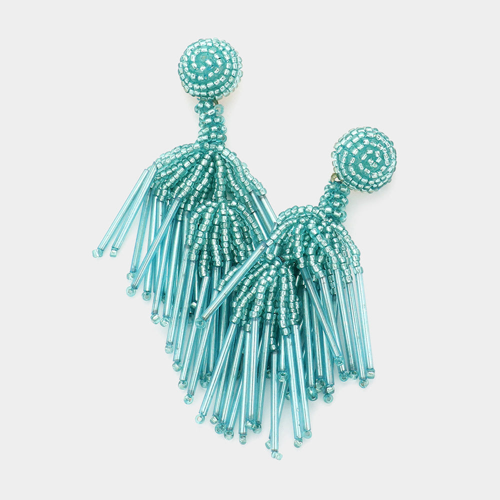 Madeline Love Mint Beaded Tassel Dangle Earrings