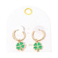 Madeline Love Gold, Green Clover Charm Drop Mini Huggie Hoop Earrings - desc