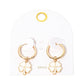 Madeline Love Gold, White Clover Charm Drop Mini Huggie Hoop Earrings - desc
