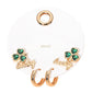 Madeline Love Gold, Green 3Pairs - Clover Lucky Stud Huggie Hoop Earring Set - Earrings - desc