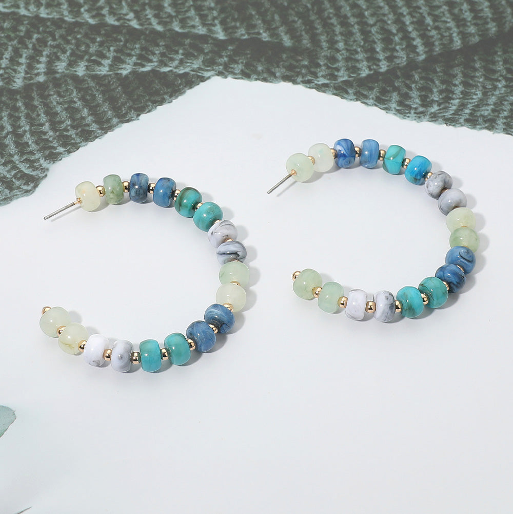 Madeline Love Blue, Gold Gold Dipped Hypoallergenic Bold Beaded Hoop Earrings
