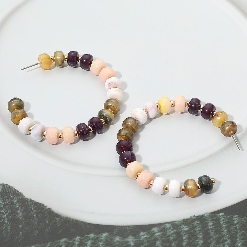 Madeline Love Brown, Gold Gold Dipped Hypoallergenic Bold Beaded Hoop Earrings