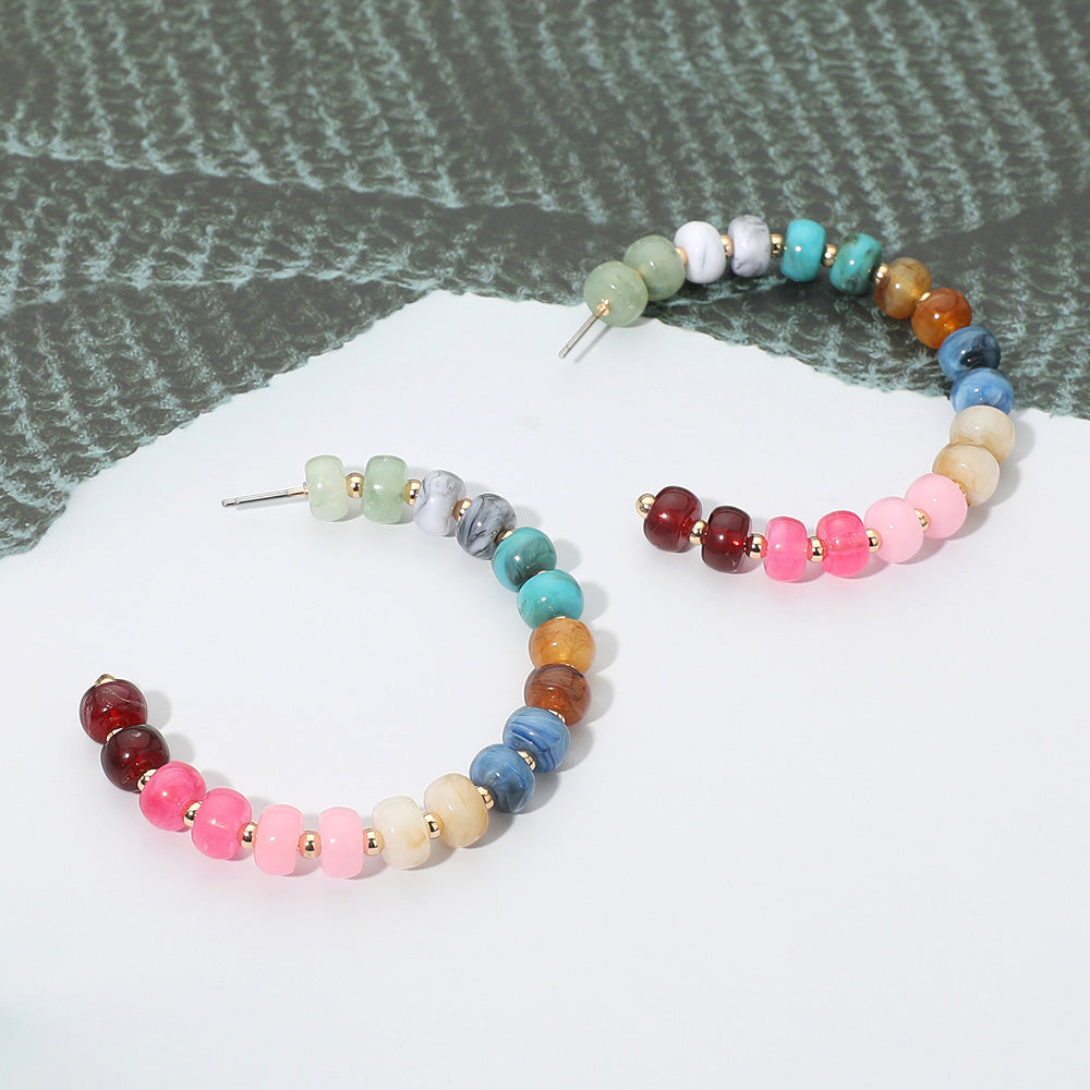 Madeline Love Gold, Multi Gold Dipped Hypoallergenic Bold Beaded Hoop Earrings
