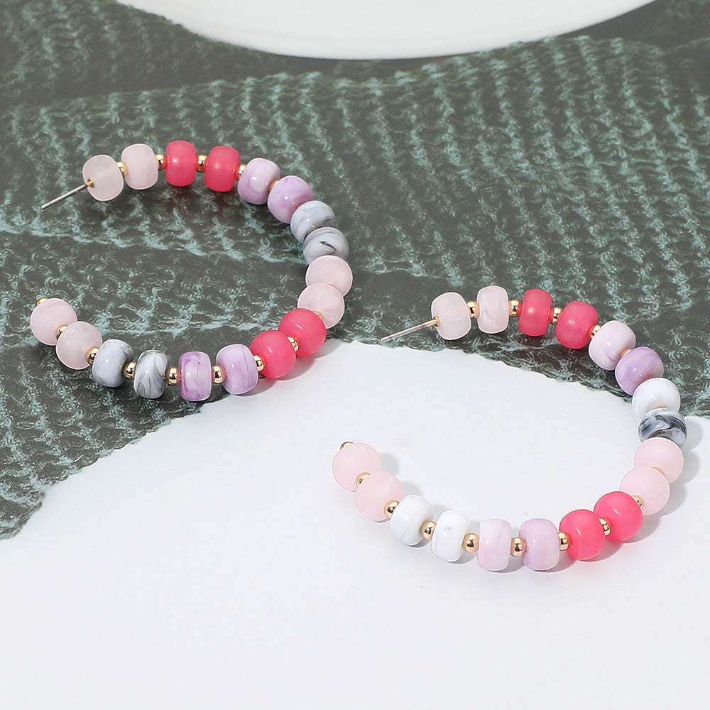Madeline Love Gold, Pink Gold Dipped Hypoallergenic Bold Beaded Hoop Earrings