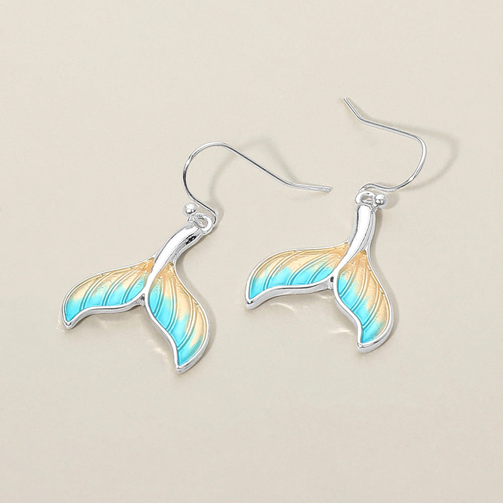 Madeline Love Multi, Silver Mermaid Charm Drop Dangle Earrings