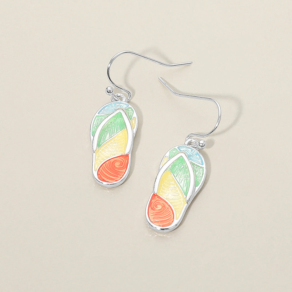 Madeline Love Multi, Silver Flip Flop Charm Drop Dangle Earrings