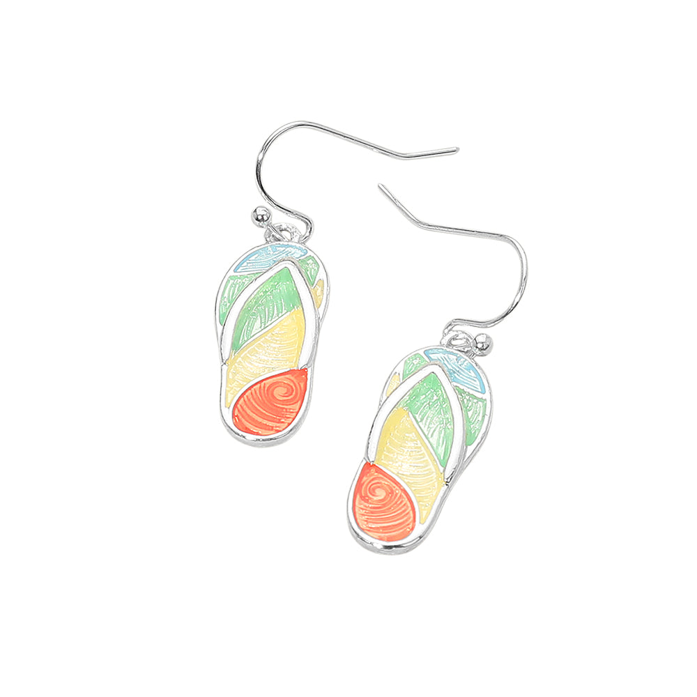 Madeline Love Multi, Silver Flip Flop Charm Drop Dangle Earrings - desc