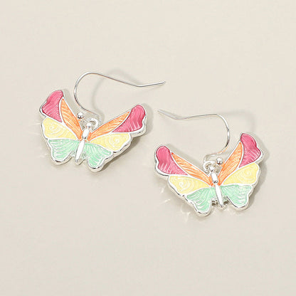 Madeline Love Multi, Silver Butterfly Charm Drop Dangle Earrings