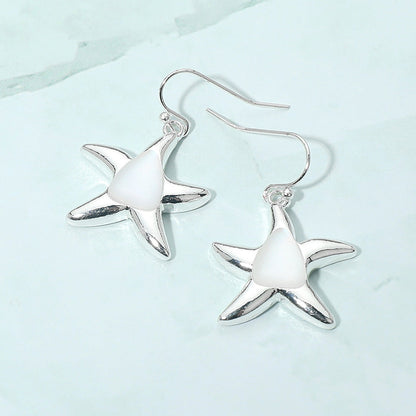 Madeline Love Silver Smooth Center Accent Starfish Drop Earrings