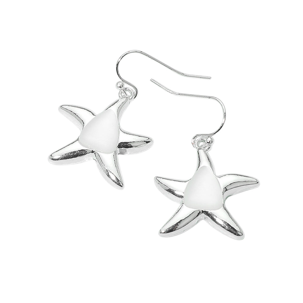 Madeline Love Silver Smooth Center Accent Starfish Drop Earrings - desc