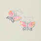 Madeline Love Antique Silver, Pink Butterfly Charm Drop Dangle Earrings