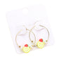 Madeline Love Yellow Pearl Strawberry Cake Accented Metal Hoop Earrings - desc