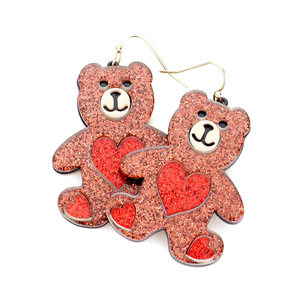 Light-Brown-Glittered Resin Bear Dangle Earrings, put on a pop of color to complete your ensemble. Beautifully crafted design adds a gorgeous glow to any outfit Perfect for adding just the right amount of shimmer & shine . Perfect Birthday Gift, Anniversary Gift, Mother's Day Gift, Graduation Gift.