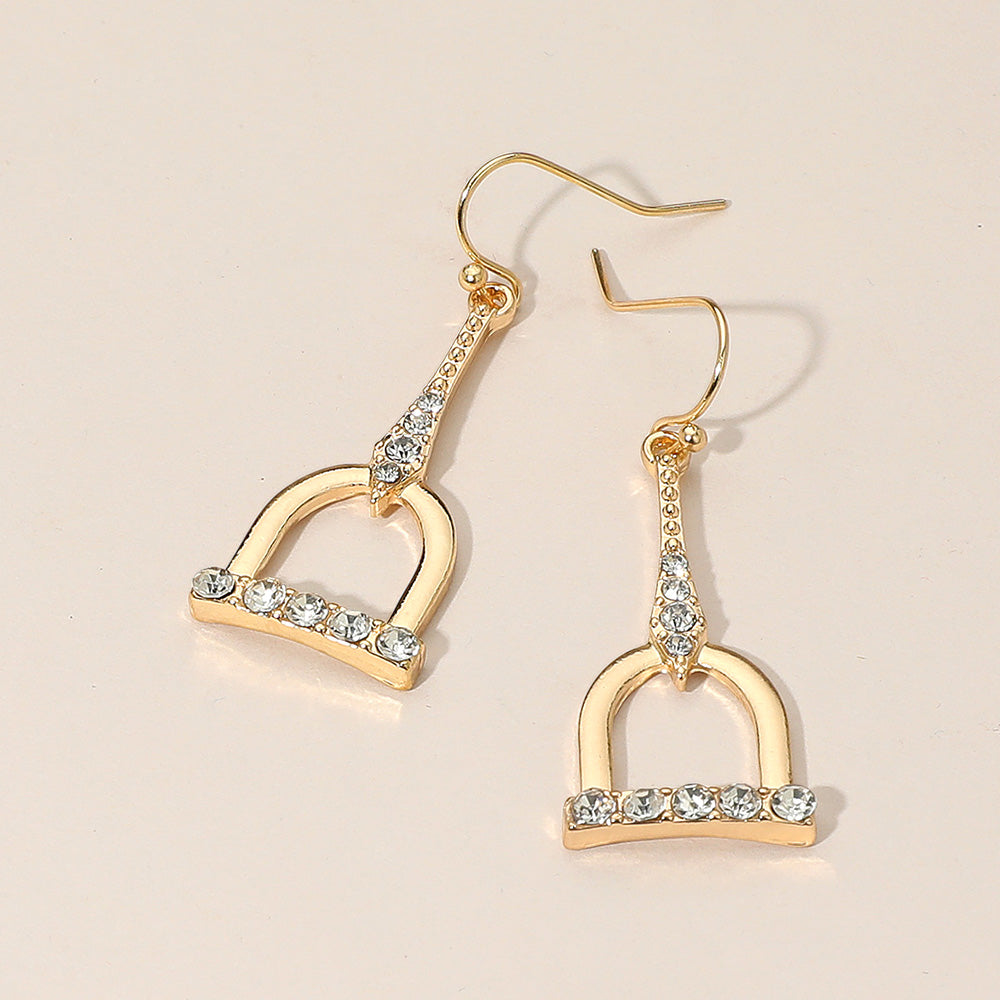 Madeline Love Clear, Gold Rhinestone Paved Open Geometric Drop Dangle Earrings