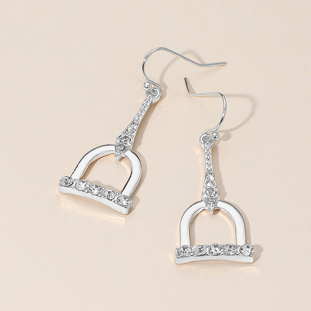 Madeline Love Clear, Rhodium Rhinestone Paved Open Geometric Drop Dangle Earrings
