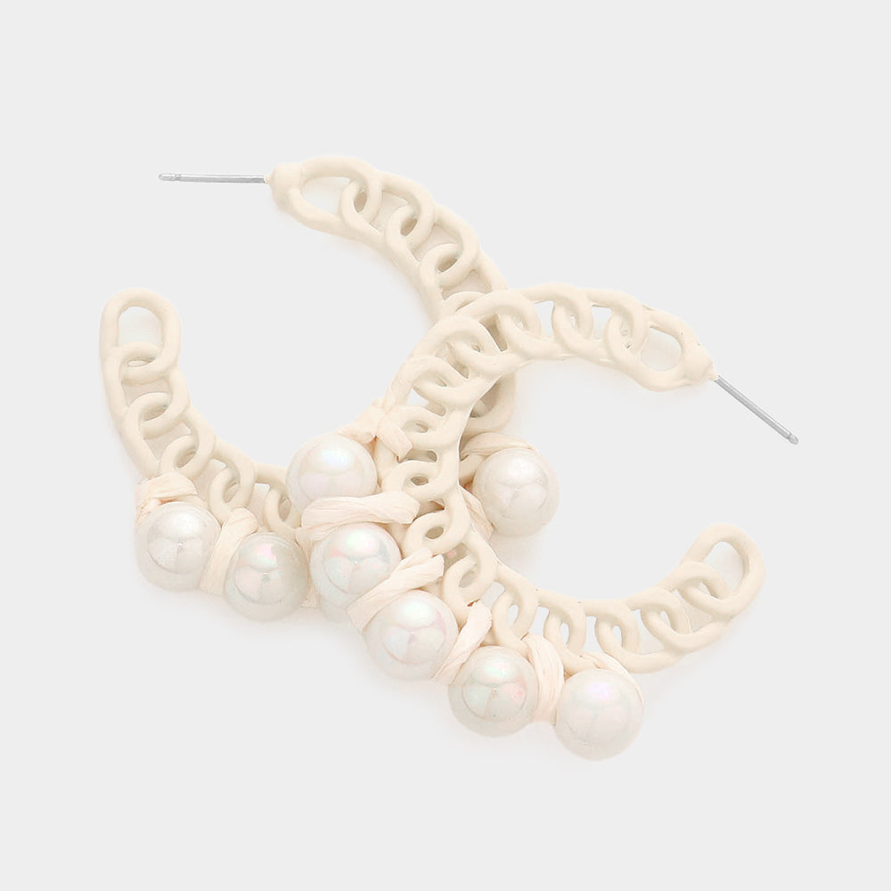 Madeline Love Ivory Hologram Ball Pointed Colored Chain Hoop Earrings